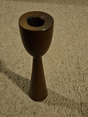 Modern Minimalist Wooden Candle Holder in Dark Brown